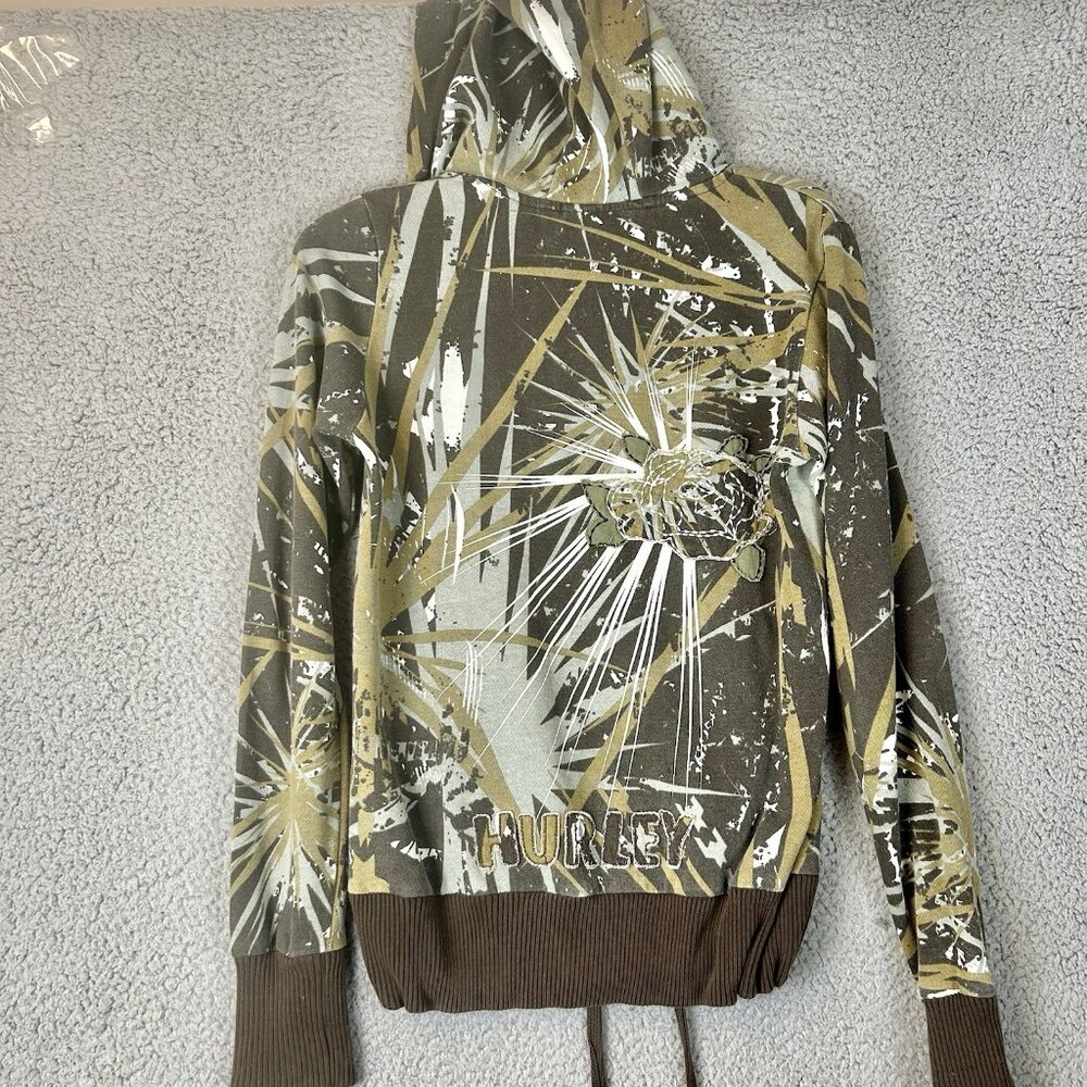 vintage unique y2k,emo,skater Hurley zip‎ up hoodie Size Small Cut And See logo